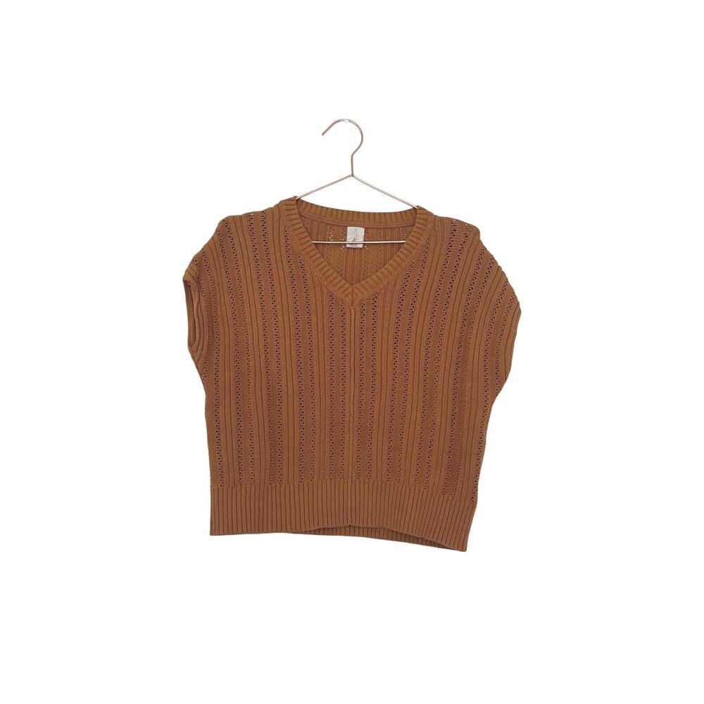 J joie v neck short sleeved open knit sweater size XS